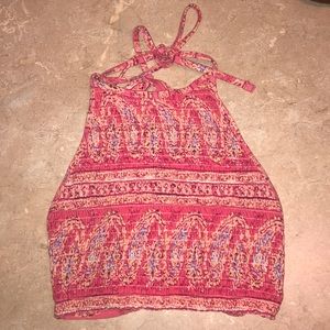 Billabong Crop Halter Top Pink Paisley XS